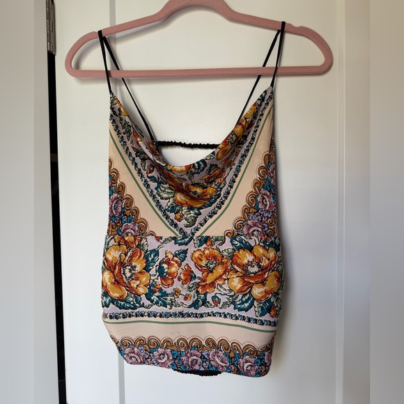 NWOT Anthropologie Multicolor Floral Scarf Cami - Picture 4 of 6
